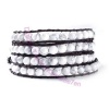 Four Row Beaded Leather Wrap Bracelets